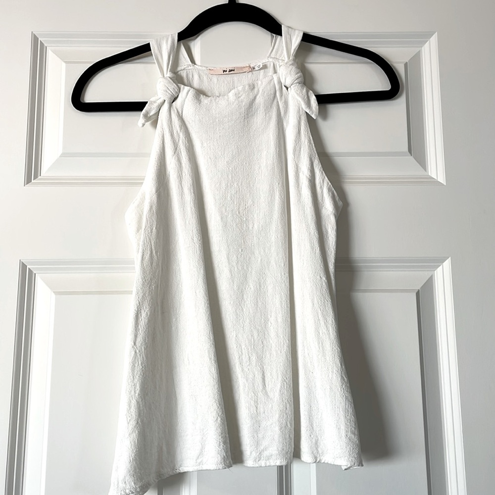 🟣5 for$25🟣 White Linen Tie Top